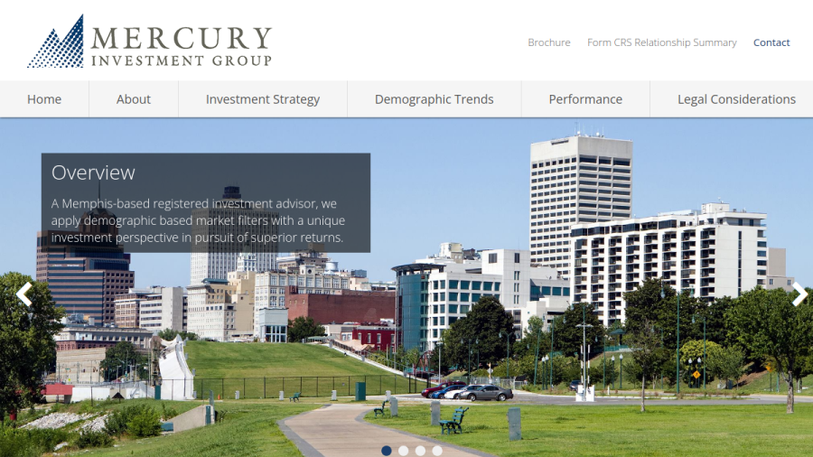 Screenshot of the Mercury Investment Group website