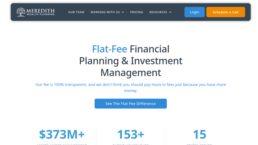 Screenshot of the Meredith Wealth Planning website