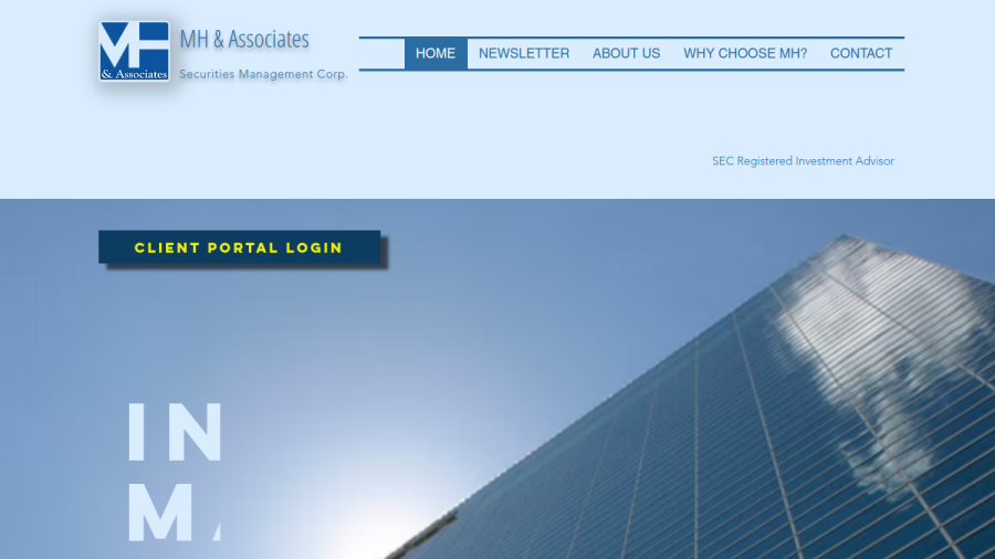 Screenshot of the Mh & Associates Securities Management Corporation website