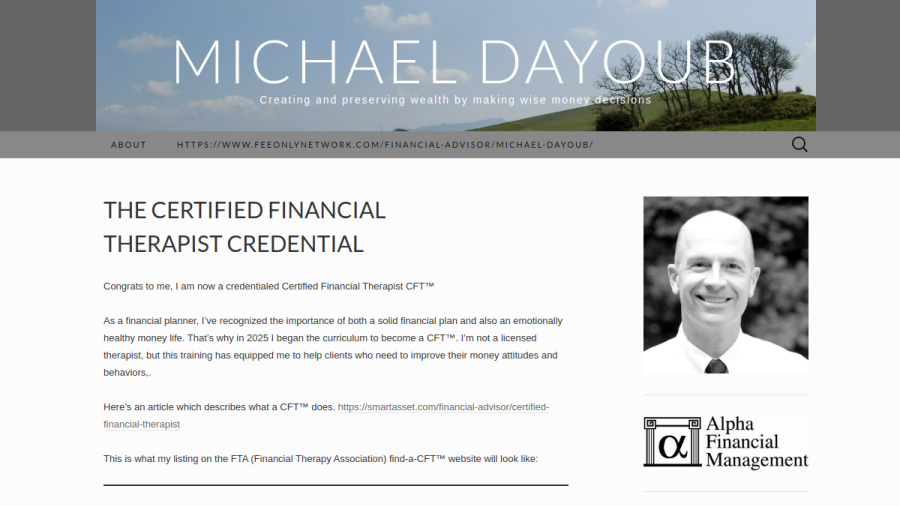 Screenshot of the Alpha Financial Management, INC. website