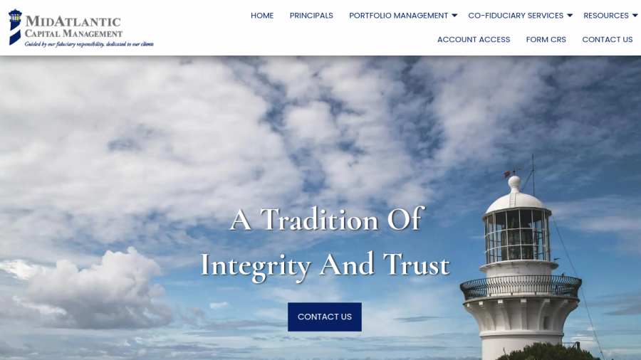 Screenshot of the Midatlantic Capital Management, INC. website