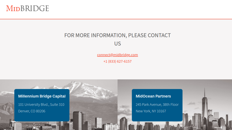 Screenshot of the Midbridge Advisors LP website