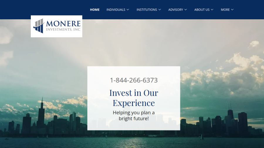 Screenshot of the Monere Wealth Management, INC. website