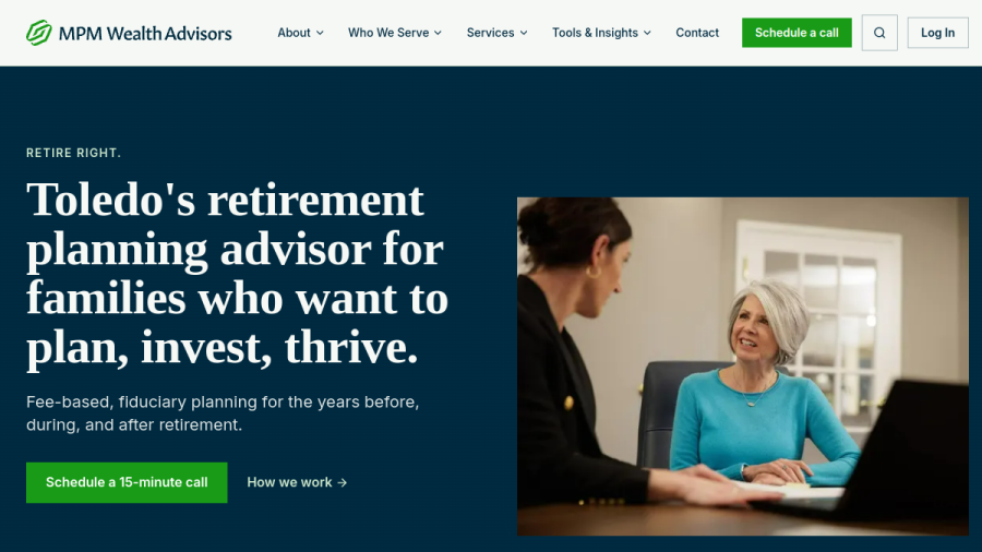 Screenshot of the Mpm Wealth Advisors website