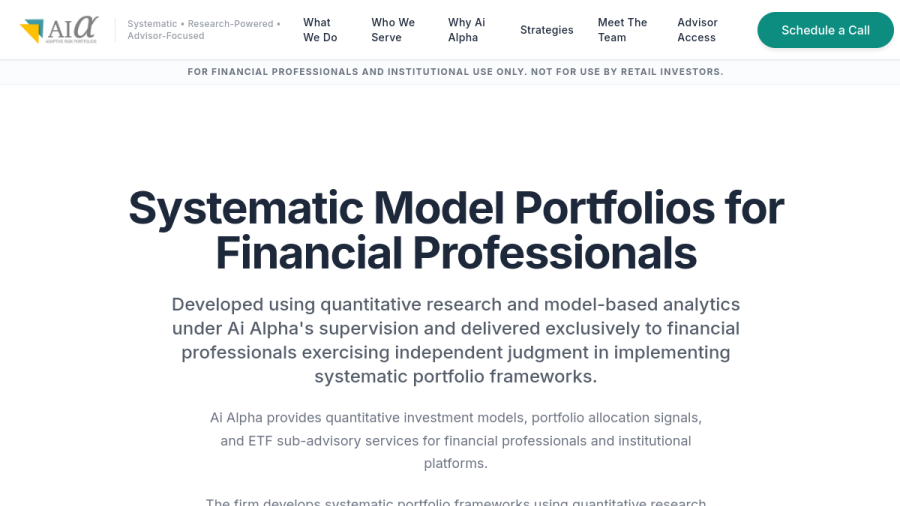Screenshot of the Ai Alpha LLC website