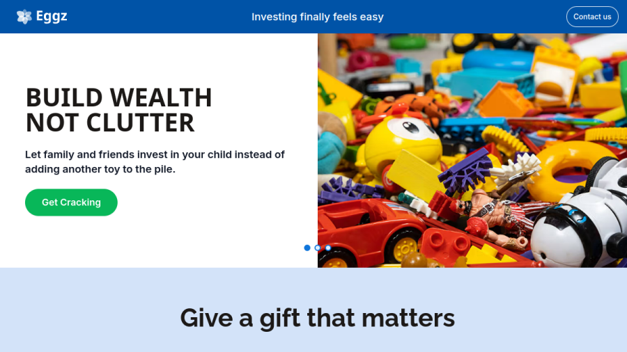 Screenshot of the Eggz website