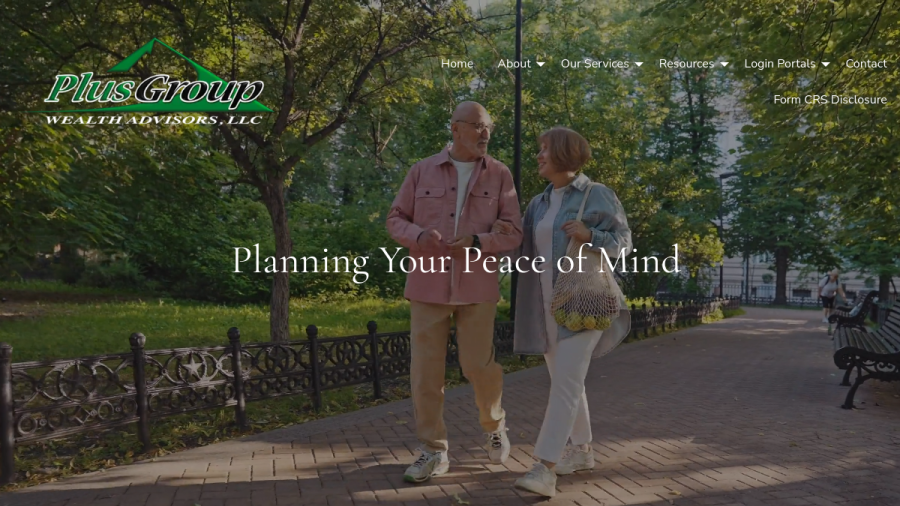 Screenshot of the Plus Group Wealth Advisors, LLC website