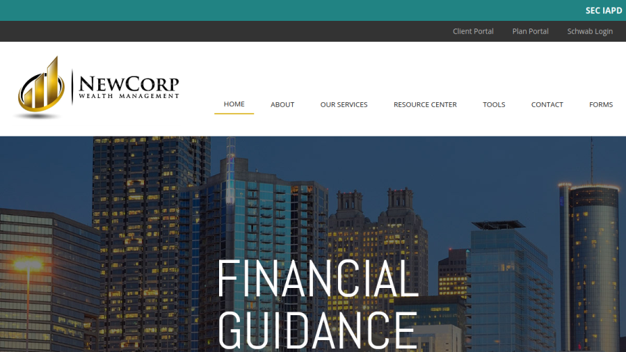 Screenshot of the Newcorp Wealth Management website