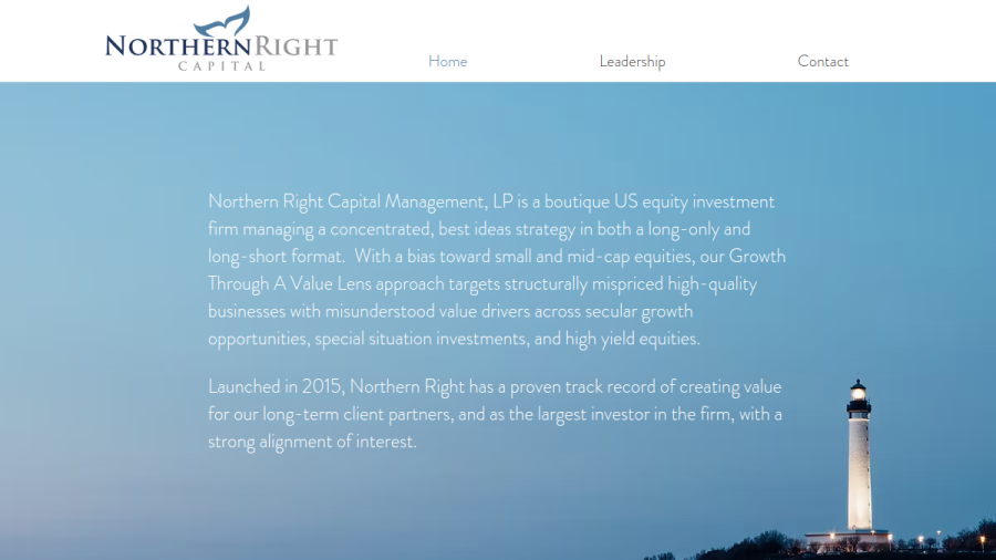 Screenshot of the Northern Right Capital Management, L.P. website
