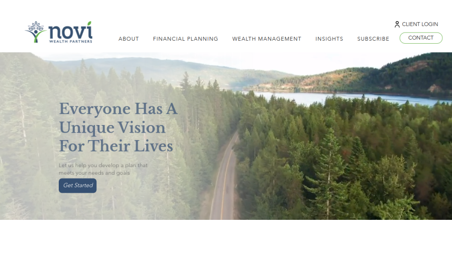 Screenshot of the Novi Wealth Partners website