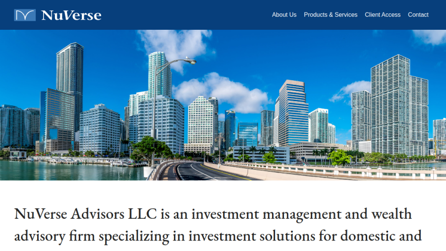 Screenshot of the Nuverse Advisors LLC website