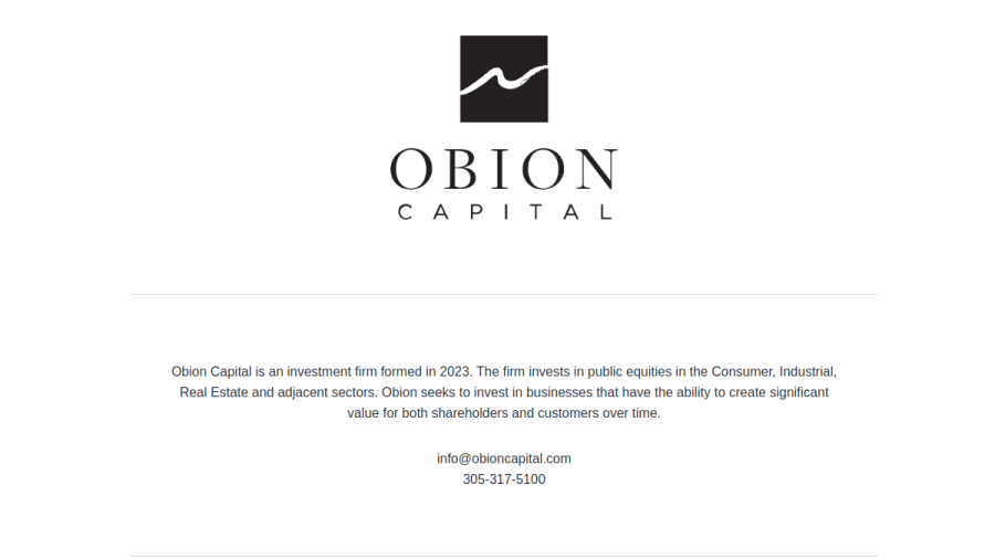 Screenshot of the Obion Capital Management LP website