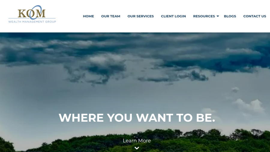 Screenshot of the Kom Wealth Management Group, LLC website