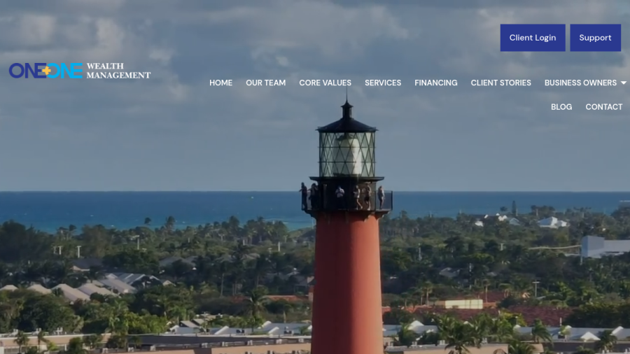Screenshot of the One + One Wealth Management, LLC website