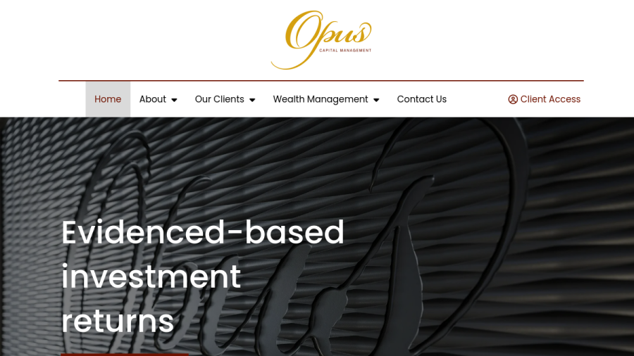 Screenshot of the Opus Capital Management website