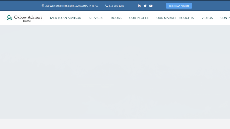 Screenshot of the Oxbow Advisors, LLC website