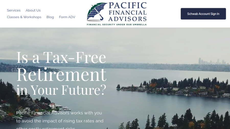 Screenshot of the Pacific Financial Advisors website