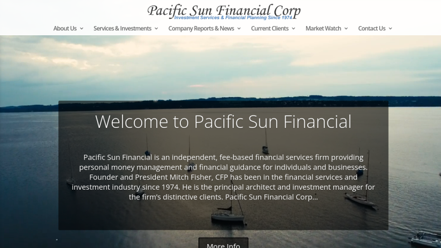 Screenshot of the Pacific Sun Financial Corp website
