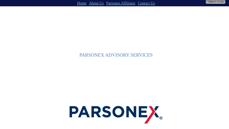 Screenshot of the Parsonex Advisory Services, INC. website