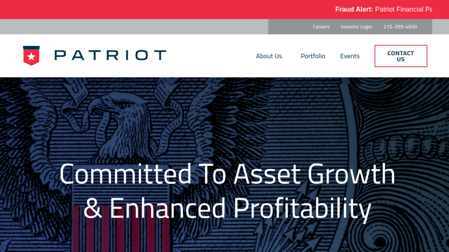 Screenshot of the Patriot Financial Manager, L.P. website