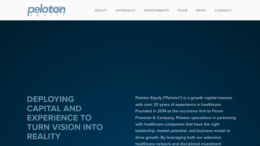 Screenshot of the Peloton Equity LLC website
