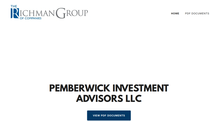 Screenshot of the Pemberwick Investment Advisors, LLC website