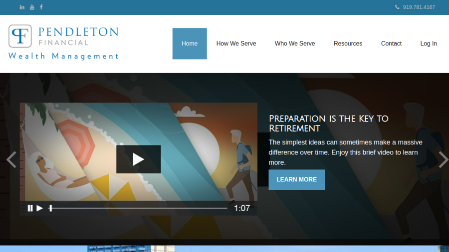 Screenshot of the Pendleton Financial Wealth Management website