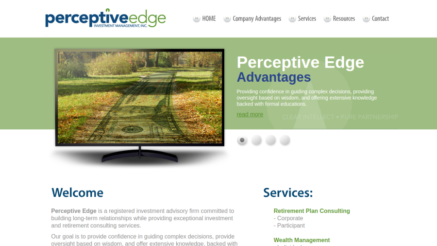 Screenshot of the Perceptive Edge Investment Management, INC. website