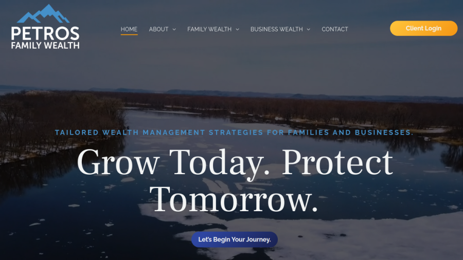 Screenshot of the Petros Family Wealth, LLC website