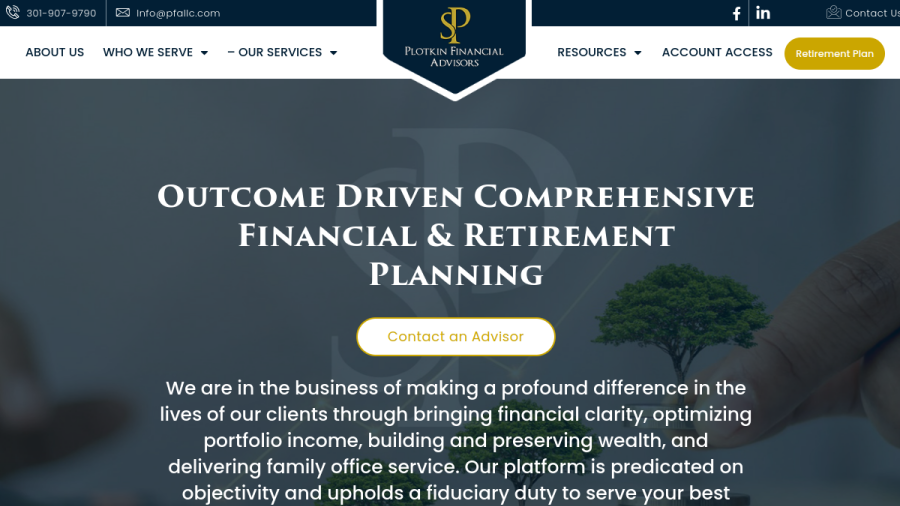 Screenshot of the Peakstone Financial Advisors website