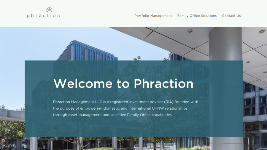 Screenshot of the Phraction Management LLC website