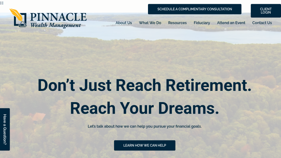 Screenshot of the Pinnacle Wealth Management, INC. website