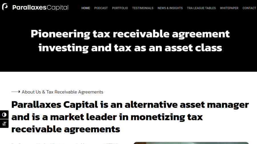 Screenshot of the Parallaxes Capital website