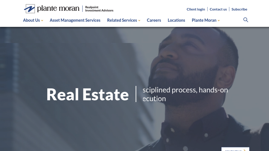 Screenshot of the Plante Moran Real Estate Investment Advisors website