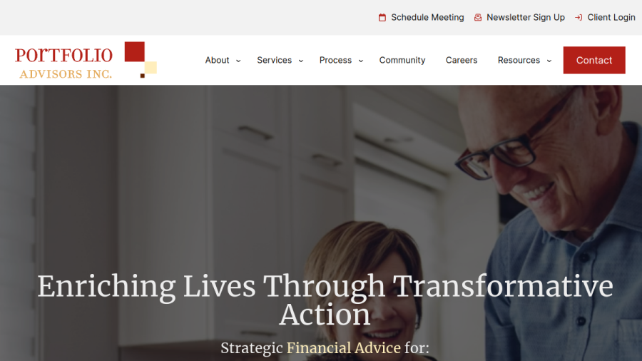 Screenshot of the Portfolio Advisors, INC. website