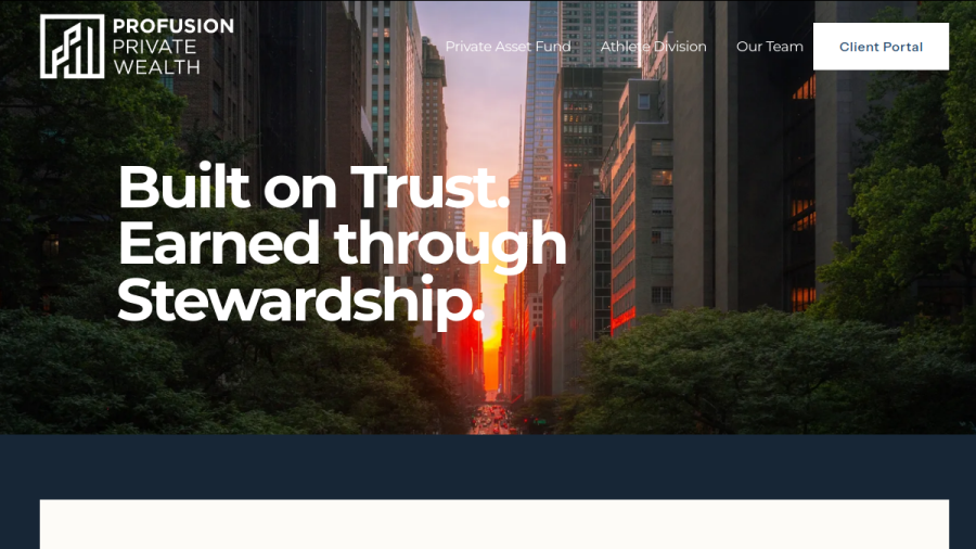 Screenshot of the Profusion Private Wealth website