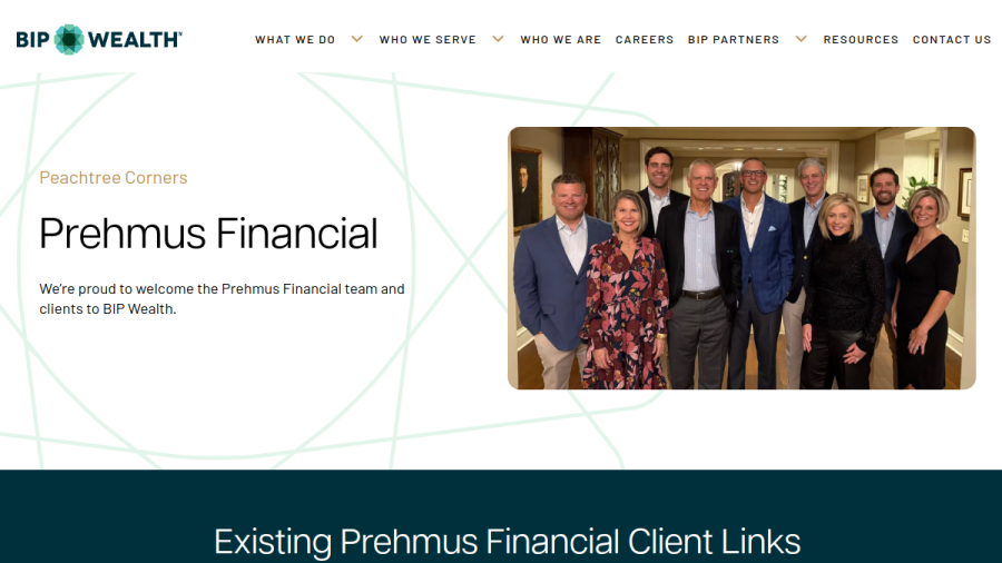 Screenshot of the Bip Wealth, LLC website