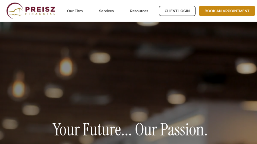 Screenshot of the Preisz Financial website