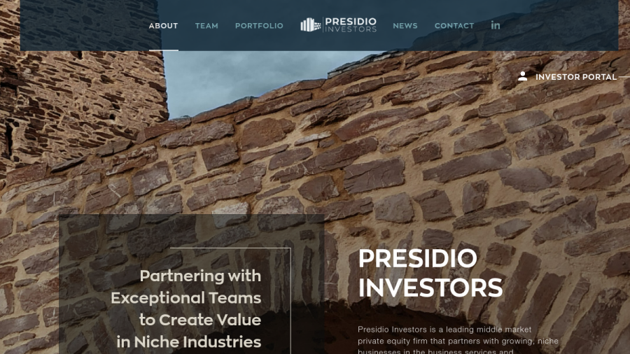 Screenshot of the Presidio Investors LLC website