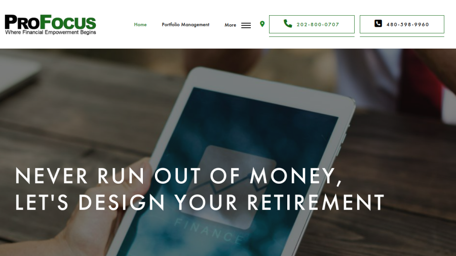 Screenshot of the Profocus Incorporated website