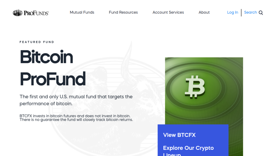 Screenshot of the Profund Advisors LLC website
