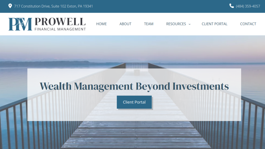Screenshot of the Prowell Financial Management, LLC website