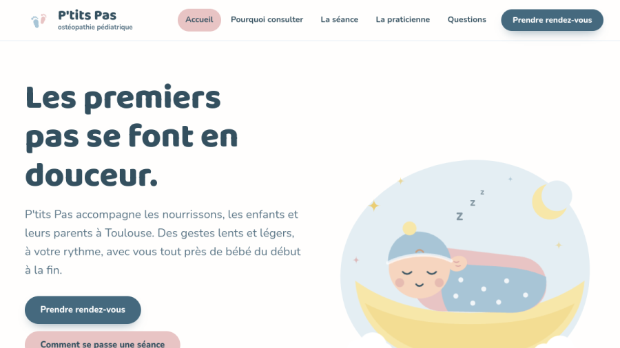 Site web créé pour P'tits Pas Ostéopathie