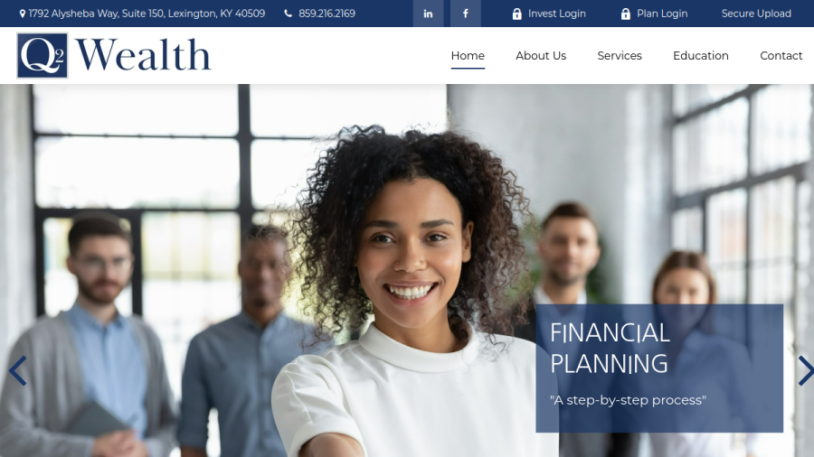 Screenshot of the Q2 Wealth Management website