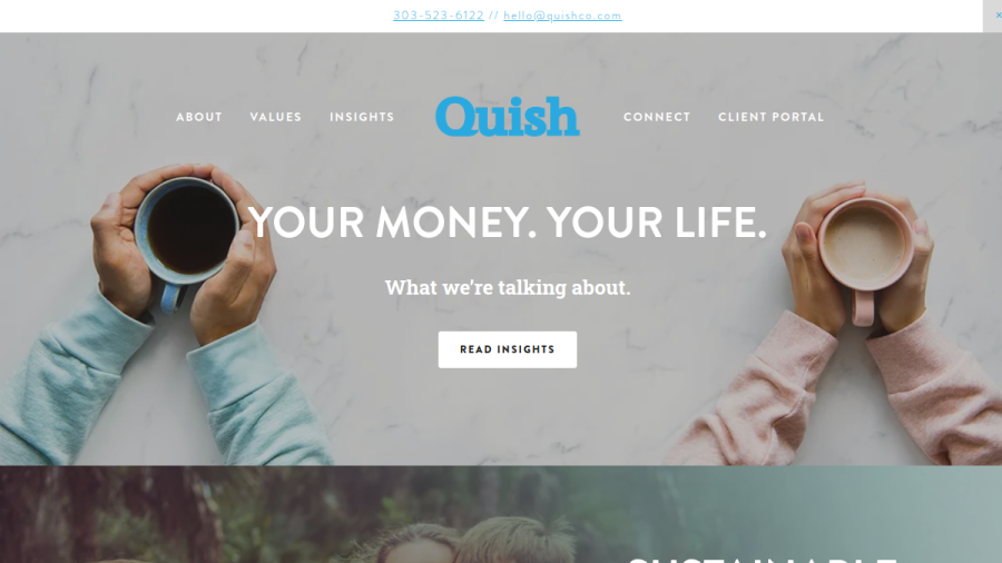 Screenshot of the Quish website