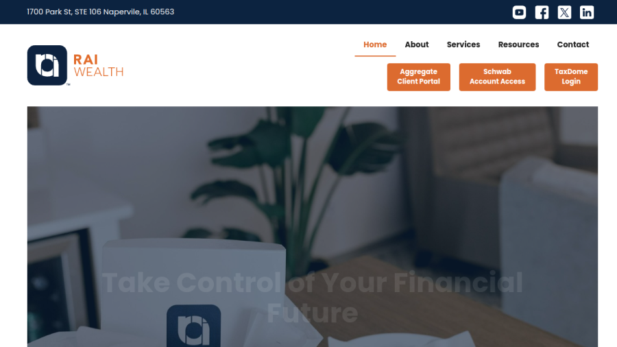 Screenshot of the Rai Wealth website