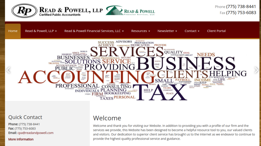 Screenshot of the Read & Powell Financial Services, LLC website