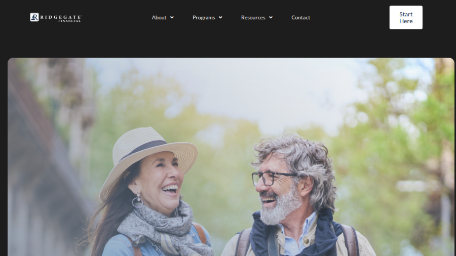 Screenshot of the Ridgegate Advisors, LLC website