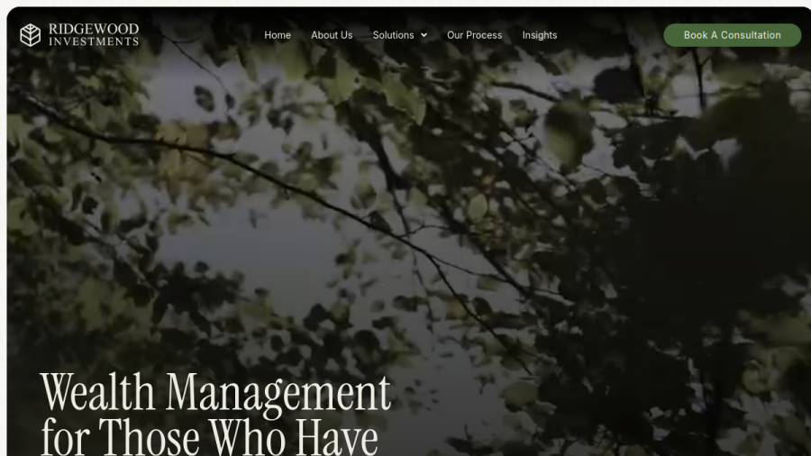Screenshot of the Ridgewood Investments website