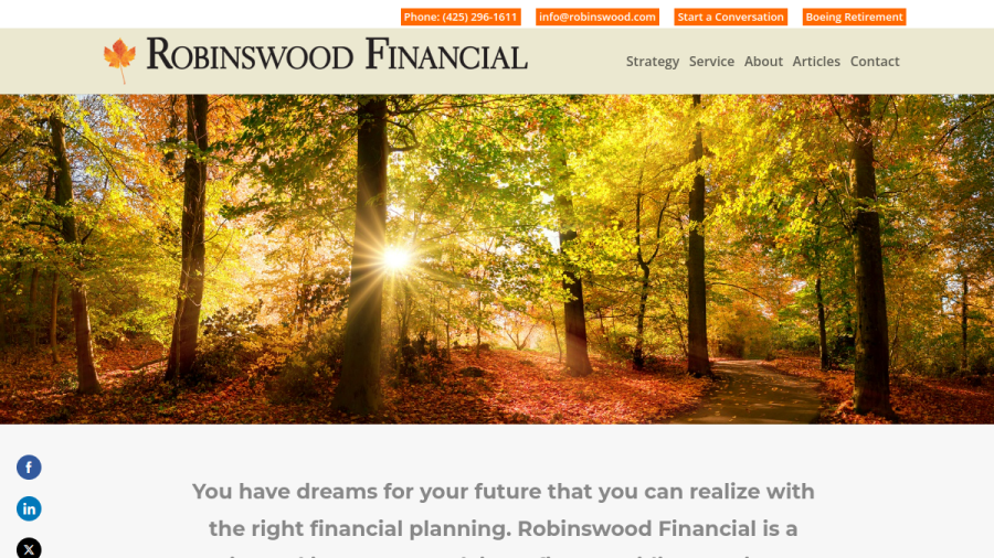 Screenshot of the Robinswood Financial website
